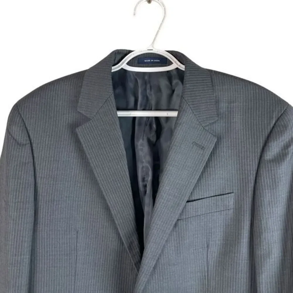 Ralph Lauren Mens Wool Pinstripe‎ Blazer Sport Coat 40R Charcoal Gray 2 Button